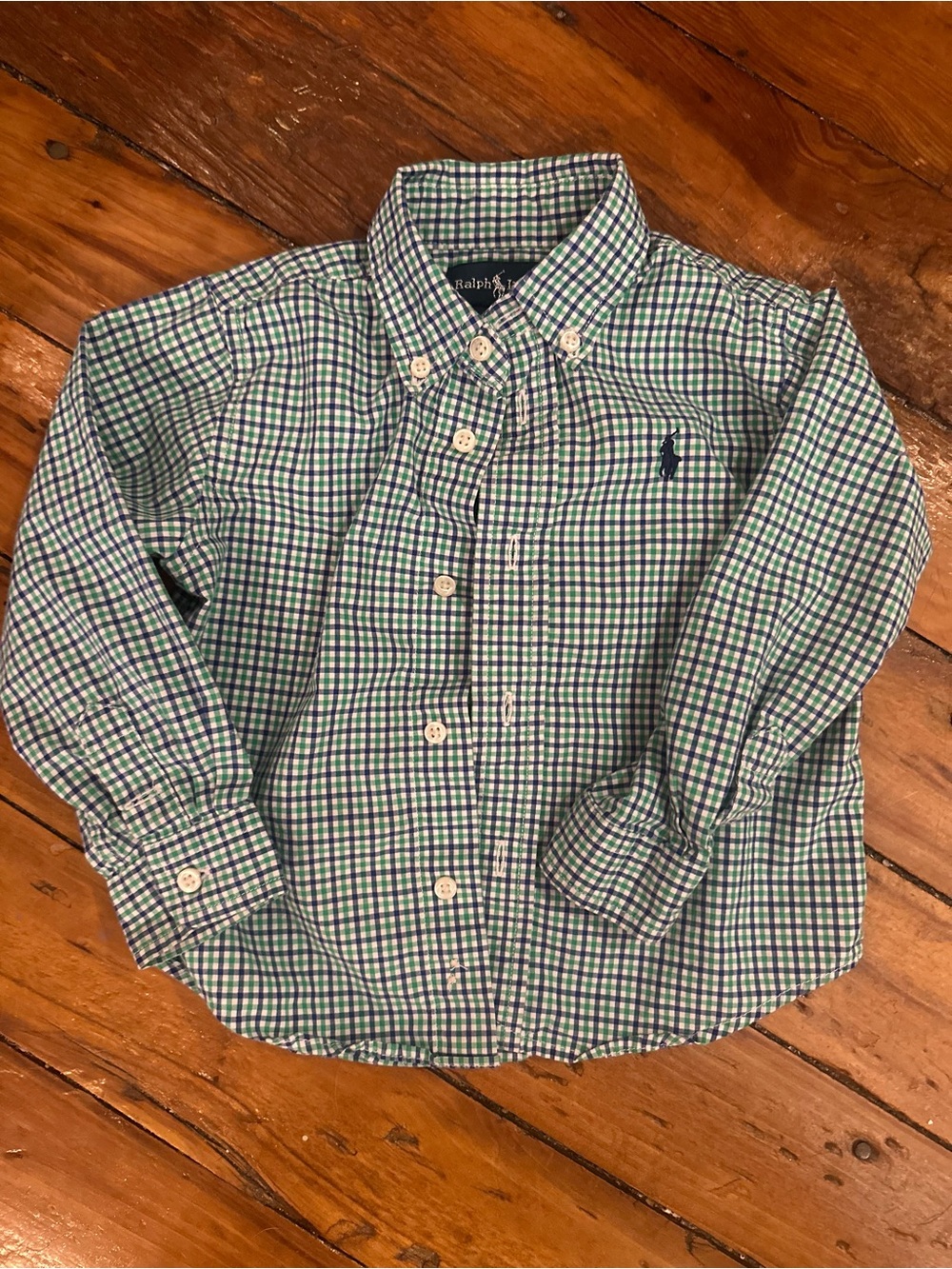 Ralph Lauren Green & Blue Plaid Button-Down Shirt, 24 months
